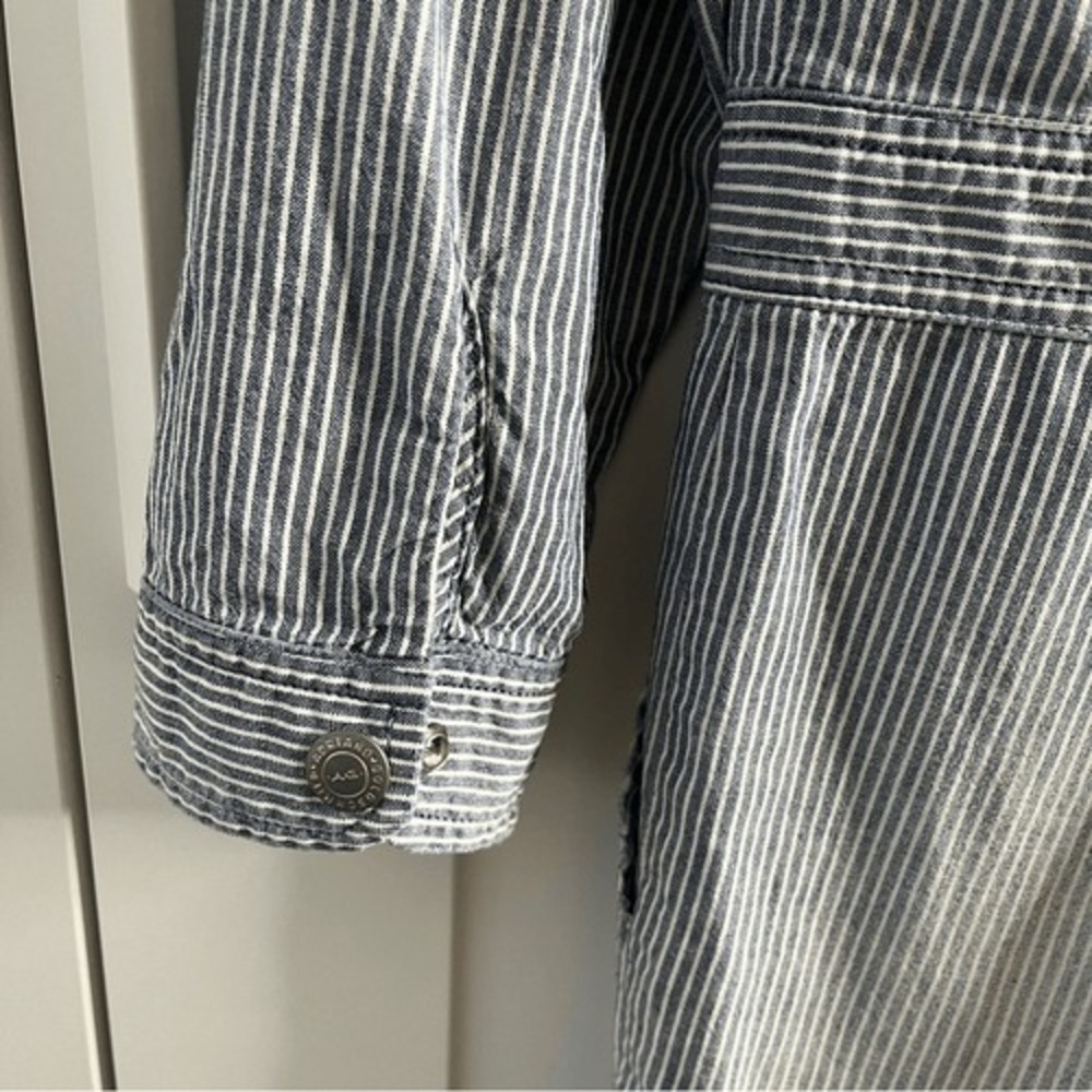 Adriano Goldschmied Rochelle Romper Chambray Stripe Blue Zipper front Small NWOT - Picture 15 of 16